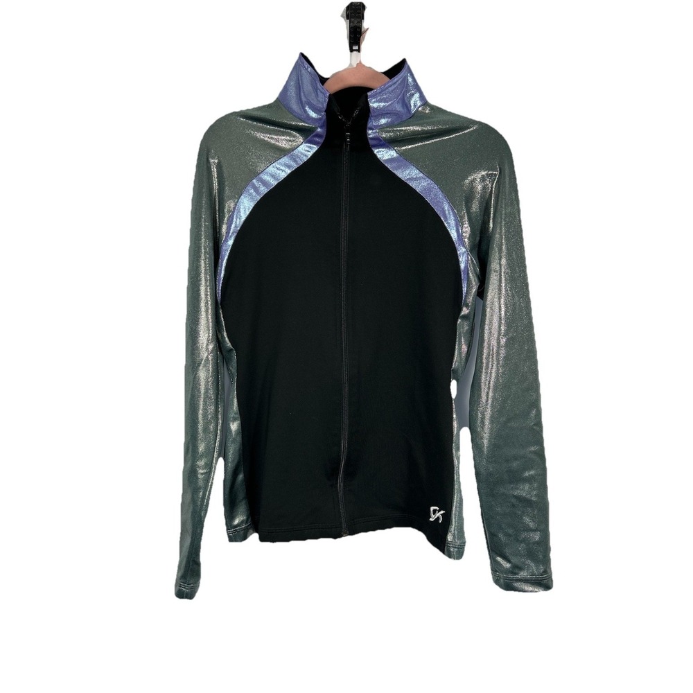 GK Elite SUMMIT Championship Warmup Jacket Metallic Silver Rhinestone Adult‎ L